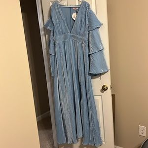 Long ruffle sleeve dress